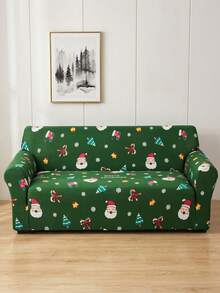 Holiday Christmas Couch Cover With Santa Claus Print, Stretch Sofa Slipcover With Christmas Tree Pattern, Decorative Furniture Protector For Living Room Bedroom Home Decor - Green - Christmas Snowflake - View 1