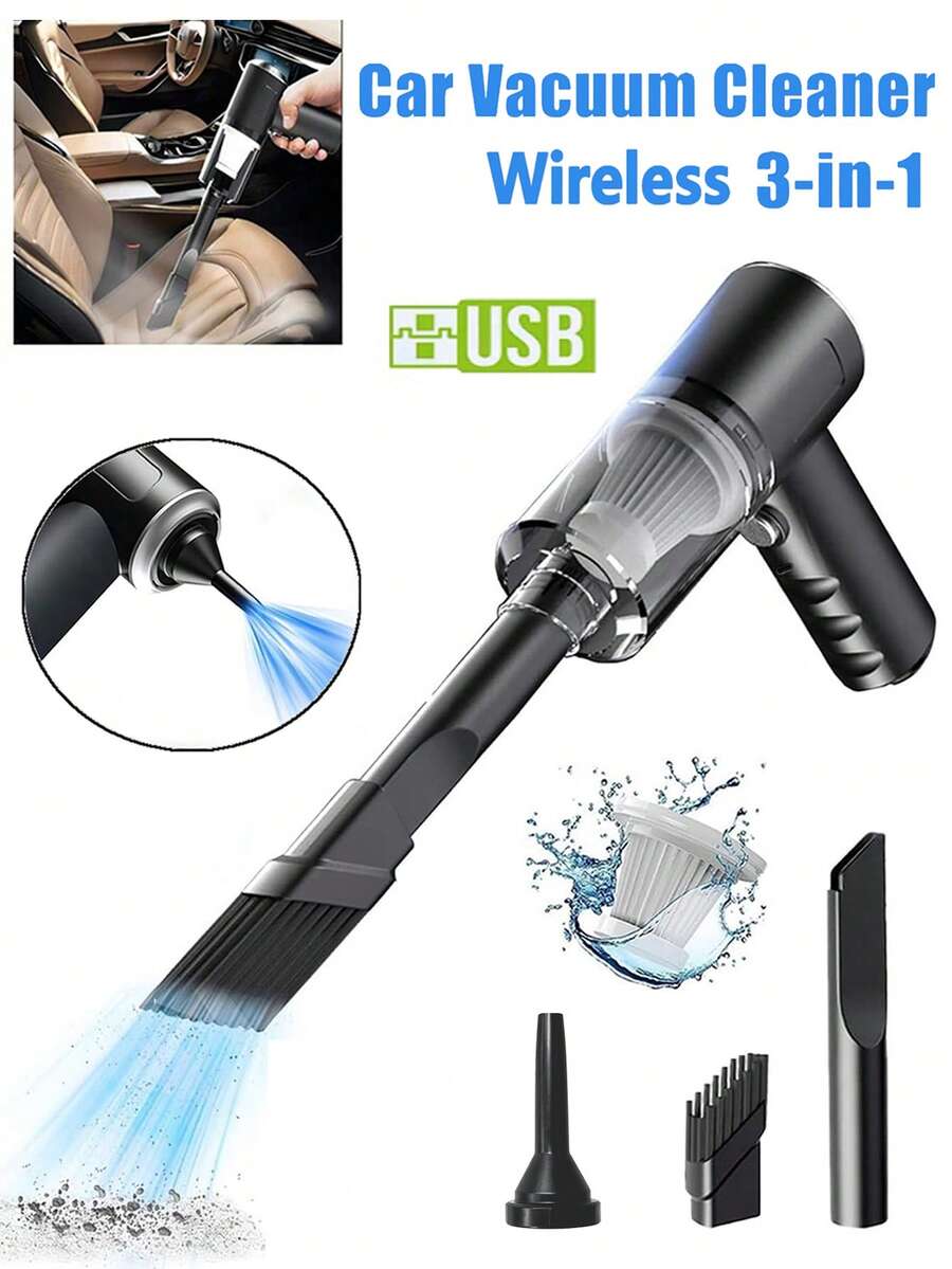 Wireless Mini Vacuum Cleaner, Multi-Function Portable Vacuum Cleaner With Multiple Nozzles, Supports Blowing And Suction, USB Charging, Suitable For Home Cleaning, Desktop Pet Hair, Keyboard, Compact Car Vacuum Cleaner