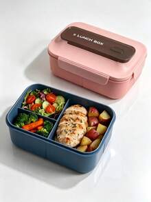 1pc Lunch Box - With Cutlery, Bento Box With Spoon And Fork, Microwave Lunch Box, Insulated Bento Lunch Bag - Multicolor - View 2