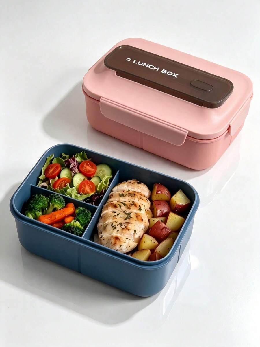 1pc Lunch Box - With Cutlery, Bento Box With Spoon And Fork, Microwave Lunch Box, Insulated Bento Lunch Bag