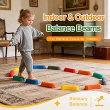 Tastplatten und Sinnesintegration Stepping Stones Balance Board Log Bridge, 12-teiliges Gleichgewichts-Trainingsgerät für Kinder, Kindergarten, Zuhause und Outdoor, inkl. Antirutsch-Pads, fördert Koordination, Gleichgewicht, Tastsinn, Bewegung, Motorik und Körperwahrnehmung, ideale Trainingshilfe für Kita, Grundschule und Therapie - Verschiedenfarbig - Übersicht 2