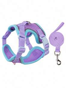 1pc Reflective Adjustable Dog Harness With Breathable Mesh, Thickened Top Handle, Double D-Rings And Quick-Release Buckle, Suitable For Small, Medium And Large Dogs, Pet Vest, Pet Harness And Leash Set, Decorative Pet Clothing - Multicolor - View 14