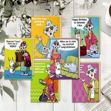 12pcs (6 Cards + 6 Envelopes) Humorous Cartoon Comic Card Set, Blank Birthday, Anniversary, Valentine's Day, Christmas, New Year Greeting Cards, Paper Material, With Envelopes, Suitable For Family And Friends, Celebration - A - View 3