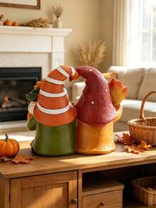 Autumn Couple Figurines - Cute Pumpkin Home Decor, Suitable For Halloween And Thanksgiving Tabletop Display; Perfect For Living Room Fireplace Mantel Or Bookshelf, Creating A Rustic Autumn Atmosphere Decorative Piece. - Multiple Styles - View 4