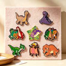 Cartoon Dinosaur Enamel Lapel Pins, Cute Dinosaur Brooch, Metal Animal Badge For Jacket Backpack Hat Decor, Novelty Gift For Dinosaur Lovers - Multicolor - View 3