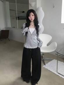 Waist-Cinching Zipper Hoodie, Hot Girl Style, Versatile Loose Fit Autumn Jacket, Hooded Top - Grey - View 9