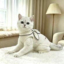 1PC Cute Pet Jumpsuit, Cat/Dog White Elastic Vest Lor Autumn And Winter, Soft And Comfortable Pet Clothing Pullover - White - View 12