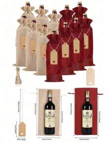 Cinch Top Wine Bottle Bags - Reusable Gift Bags For Birthday Parties, Weddings, Christmas And New Year Decorations, Bag Set With Labels - Multicolor - View 8