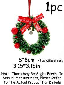 Mini Christmas Wreath Ornaments, Small Hanging Wreath Decor With Bows Bells And Berries, 5 Styles Available, Christmas Tree Hanging Decoration, Holiday Party Home Decor - Multicolor - View 13