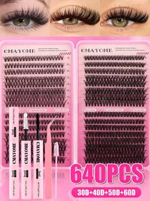 640/592/576 Clusters Segmented Lash Extensions, 8-16mm D Curl 10D-150D Fluffy Thick Individual Lashes, Waterproof Ultra-Soft Single Cluster Eyelashes For Daily Wear, Dating, Party, Christmas, Halloween. - Multicolor - View 18
