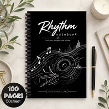 [Ideal Gift]Music Notebook, Teacher Appreciation Gift, Musician Writing Diary, Lined Paper, Flat Lay Spiral Binding, Subject Notebook, Pen Not Included - One Book (50 Pages, 100 Pages) - View 22