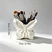 1pc 3D Printed Butterfly Makeup Brush Holder, Highly Attractive Desktop Cosmetic Storage Box, Multi-Function Storage Bucket, Suitable For Eyebrow Pencil, Earrings Jewelry, Vanity Decor Christmas - Multicolor - View 5