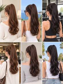 18 Inch Wig With Ponytail, Can Be Clipped With Large Waves To Tie A Low Ponytail Wig, Suitable For Women's Daily Wear - Multicolor - View 7
