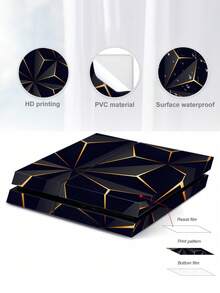 Cross-Border Hot-Selling 4pcs Black & Gold Pattern P4 Game Console Stickers, Dust-Proof & Wear-Resistant - View 2