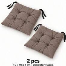40 X 40 X 4 Cm Chair Seat Cushions, Square Polyester Chair Pads, 1, 2, 4 Or 6 Piece Packs, 8 Solid Colours - Brown - View 10