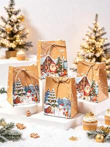 10pcs/50pcs/Pack Party Gift Boxes Christmas New Paper Boxes Christmas Candy Boxes Cookie Boxes Dessert Boxes Party Gift Paper Boxes Decorative Christmas Atmosphere Boxes - View 1