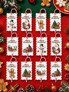48Pcs Christmas Candy Cane Gift Cards, Vintage Christmas Paper Cards, Santa Claus Snowman Reindeer Gingerbread Design Christmas Gift Tags, Holiday Gift Packaging, Christmas Gift Wrapping, Christmas Gift Packaging, Christmas Decoration, Christmas Party Supplies, Home Gathering Supplies, Christmas Gifts, Merry Christmas, Home Decor, Table Decor, Christmas Party Offers, 2026 Christmas Decoration, Christmas - Multicolor - View 8