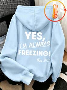 Tween Girl Fun Print Pullover Sweatshirt, Warm And Comfortable Thermal-Lined Pullover Sweatshirt For Autumn/Winter - Baby Blue - View 2