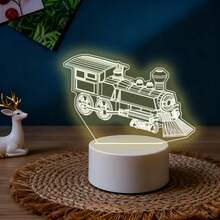 Vintage Steam Train Acrylic Night Light, USB Warm Light Powered Desktop Art Decor, Exquisite Line Laser Engraved, Retro Atmosphere Bedside Lamp, Locomotive Theme Design, Suitable For Train Enthusiasts, Creative Birthday Holiday Gift - Warm white light - View 10