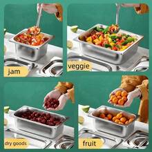 2/4pcs Stainless Steel Rectangular Food Pan With Lid, Buffet Serving Tray, Fast Food Cart Dish, Square Container - View 4