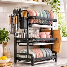 1pc Heavy Duty Dish Drying Rack With Drainage System - Space-Saving Countertop Storage Rack, No Drilling Installation, Easy To Clean, Suitable For Kitchen, Restaurant - Multicolor - View 1