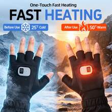 2000mAh Rechargeable Heated Gloves, Fingerless Half-Finger Design, 3 Temperature Levels, Palm Heating, Touchscreen Compatible, Winter Indoor/Outdoor Warmth Gear - HG122/HG126 - View 3
