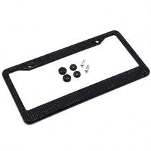 Glitter License Plate Frame, UniversalRhinestone Plastic License Plate Frame, Rust-Proof Plastic License Plate Holder For Women, Zone Tech Shiny Bling License Plate Cover Frame , Stainless Steel Car Accessories With Diamond Sparkle Glitter Caps - A - View 11