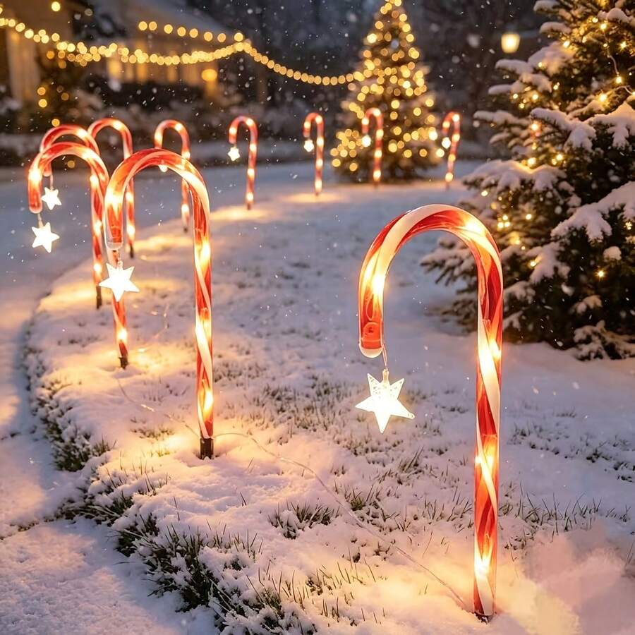 Solar-Powered Candy Cane Lights For Outdoor Gardens-These Decorative Lights Create A Festive Atmosphere For Winter Courtyards And Walkways, And Are Also Suitable For Decorating Living Rooms And Balconies. A Great Little Christmas Gift. - Solar Candy Light - View 1