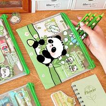 1pc Cartoon Panda Mesh File Bag Random Pattern, 8.7x6.6in Cute Student Stationery Storage Bag, A5 Highly Attractive Pencil Case Gift - A - View 3