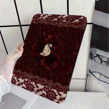 波爾多紅百合天鵝蕾絲飾邊平板保護套，附筆槽，相容 iPad 第 10 代 Smart Case/11(A16 2025)/相容 Galaxy S9/S7/S10+/相容 /相容 - 彩色 - 查看 6