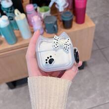 1pc Apple Bluetooth Earphone Case Protective Cover 5 Protective Shell Cute Cat Paw Bow Design Pro Earphone Case Boyfriend Girlfriend Gift - White Polka Dot Bow - View 4