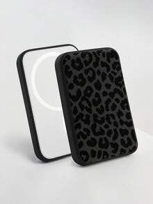 Leopard Print Soft Silicone Protective Case Compatible With A2384 Mag‑ Mobile Power Bank EMC 3624, Non‑Magnetic Shockproof Anti‑Scratch Protective Cover, Portable Power Bank Sleeve Shell, Power Bank Not Included - Black - View 3