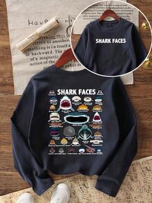 Tween Boy Casual Fun Print Crew Neck Pullover Long Sleeve T-Shirt, Autumn/Winter Top - Navy Blue - View 3
