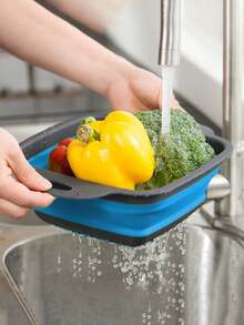 1pc/2pcs Large/Small Foldable Draining Basket, Collapsible & Convenient Home Tool For Kitchen & Dining, Ideal For Cleaning Vegetables & Fruits With Quick Water Drainage,Food,,Kitchen,Travel,Kitchen Items,Kitchen Tools,Kitchen Things. - Multicolor - View 8