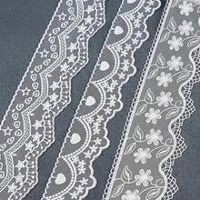 1/3 Yards Vintage Floral Embroidered Lace Trim, Scalloped Edge Lace Ribbon With Star, Heart & Flower Patterns, Decorative Mesh Lace For DIY Sewing, Clothing, Dresses, Skirts, Cuffs, Collars, Wedding Decor, Craft Projects & Home Decoration - Multicolor - View 8