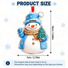 客製化雪人姓名聖誕裝飾品，舒適冬季圍巾與聖誕帽裝飾，個性化姓名聖誕樹裝飾與包包掛飾，客製化牆掛節日派對用品，可客製化 2026 聖誕紀念禮物送給家人與朋友 - 彩色 - 查看 3
