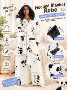 Halloween Winter Warm Bathrobe, Winter Warm Hooded Bathrobe, Winter Warm Bathrobe - Multicolor - View 2