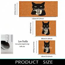 2D Coffee Drinking Cat Pattern Printed Long Runner Mat, Indoor Entrance Rug, Bedroom Bedside Mat, Kitchen Runner Mat, Suitable For Living Room, Laundry Room, Bathroom - Multicolor - View 7