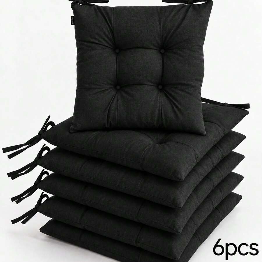 6 Pcs Comfortable Indoor & Outdoor Seat Pads For Kitchen, Dining, Garden, Balcony & Patio Chairs In Turkey - Black - View 1