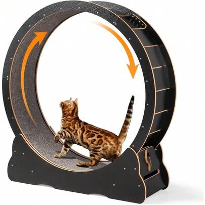 Rueda de ejercicio para gatos de interior, rueda de ejercicio grande de 39" para gatos, rueda de correr silenciosa para gatitos con bloqueo de , negro (Grande-39.4 pulgadas)