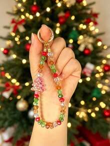 Christmas Tree Car Key Chain Creative Colorful Bead Chain Keychain Pendant Home Keychain Pendant Car Keychain Pendant Best Gift For Friends And Family During Holidays (Includes Horseshoe Buckle) - Multicolor - View 13