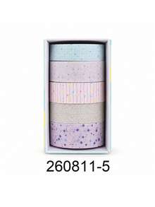 5 Rolls/Box Simple Pattern Glitter PET Tape Set, 3 Widths Of Stylish Tape, Perfect For School Supplies, Crafts, And Gift Wrapping, A Handbook Gift For Friends - Sets - View 12