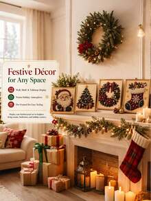 Shiny Pearl Bead DIY Diamond Painting Craft Kit, Vintage Country Christmas Style, Multiple Pattern Options, Ideal Christmas Gift For Living Room, Bedroom And Indoor Decor. Both A Stress-Relieving Craft Activity And A Perfect Home Wall Decoration For Autumn/Winter And Christmas Season - A - View 3