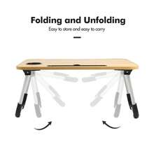 1pc Wood Grain Folding Bed Desk, With Cup Slot, Card Slot And Non-Slip Table Legs, Foldable Lazy Laptop Desk For Reading And Working In Bed, Suitable For Dorm Study, Watching Videos And Working In Bed - Multicolor - View 6