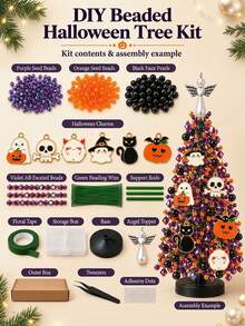 1pc DIY Beaded Christmas Tree Craft Kit+Tools, Colorful Bead And Ornament Components For Handmade Tabletop Holiday DisplayChristmas Decor,Christmas Home Decor,Room Decor, Festive Party Decoration, Seasonal Craft Project, Gift And Winter Home Display - DIY Christmas Tree Kit - View 6