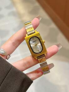 LIANDU 1 Piece Retro Gold Women's Quartz Watch, Daily Wear, Square Case Fashionable Business Gorgeous Simple Style, Holiday Gift Selection - Gold - View 4