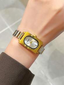 LIANDU 1 Piece Retro Gold Women's Quartz Watch, Daily Wear, Square Case Fashionable Business Gorgeous Simple Style, Holiday Gift Selection - Gold - View 7