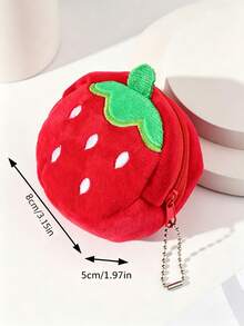 1 buah Dompet Koin Mini Plush Bordir Stroberi untuk Anak Perempuan, Kapasitas Kecil, Dompet Resleting Kartun Lucu dengan Gantungan Kunci, Cocok untuk Penggunaan Sehari-hari dan Hadiah Liburan - MultiWarna - View 7