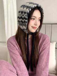 1PC Women's Wool Knitted Ear Warmer Headscarf, Autumn/Winter New Student Warm Versatile Hat, Red Scarf, Gift, Double-Sided Double-Color Winter Small Scarf, Premium Women's Scarf Windproof Durable - Multicolor - View 15