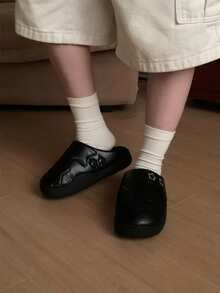 XIXITIAO Star Pattern Closed Toe Slippers, Winter Warm Fashion House Slippers - Black - View 9